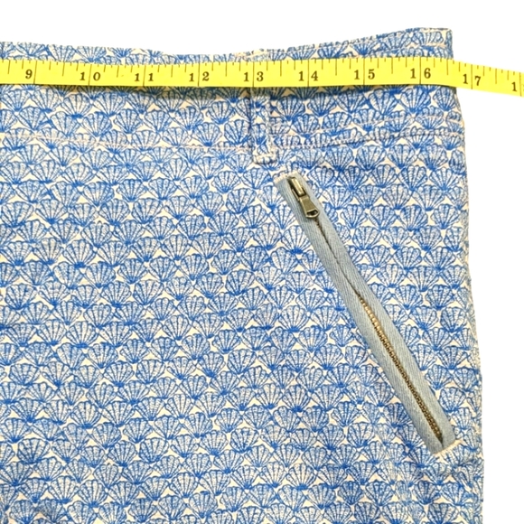 Anthropologie Cartonnier Blue Charlie Trouser Shell Print Ankle Crop Pants Sz 8 - Picture 9 of 12